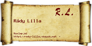 Rády Lilla névjegykártya